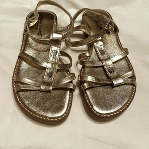 Michael Pasinkoff Metallic Gold Flat Rhinestone Embellished Sandals New